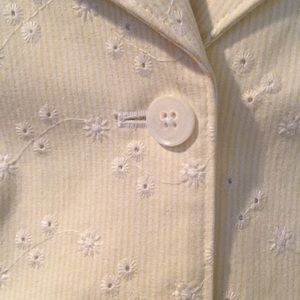 New York & Company Blazer Yellow Pinstripe Eyelet